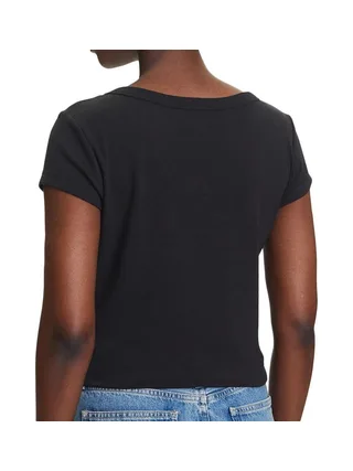 T-Shirt Noir Femme Calvin Klein Label 2x2 2