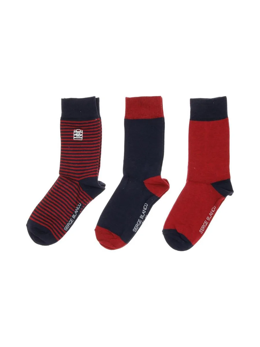 x3 paires de chaussettes Marine/Rouge Homme Serge Blanco 0BS 1