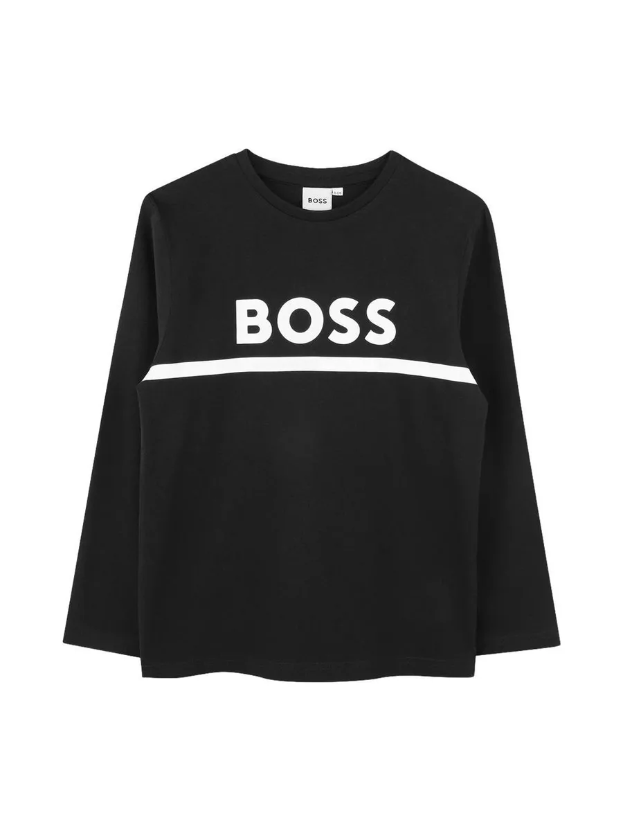 T-Shirt Noir Garçon Hugo Boss J52702 2