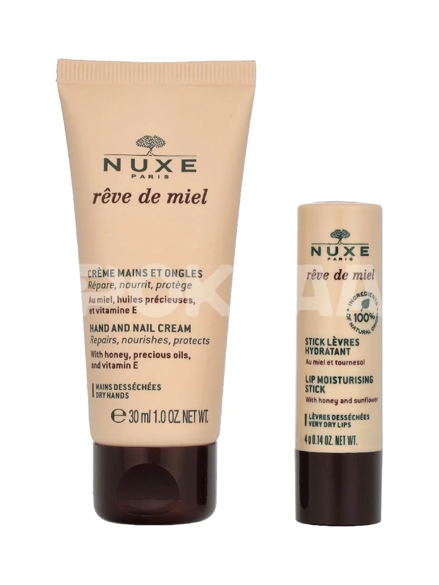 Nuxe Reve De Miel Set 34ml - Hand & Nail Cream 30ml/Lip Moisturizing Stick 4g 1