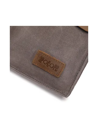 VAL - Pochette bandoulière en cuir véritable et toile enduite - Bleu 23