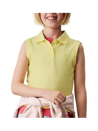Polo Jaune Fille Calvin Klein Jeans Sleeve 1