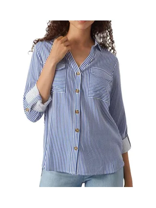 Chemise Bleu/Blanc Femme Vero Moda Bumpy 1