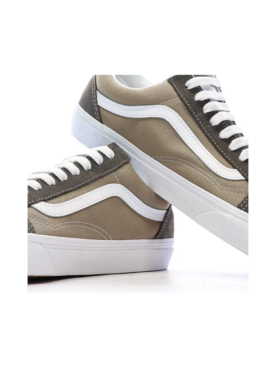 Baskets Marron/Beige Homme Vans Old Skool Canvas Block B 7