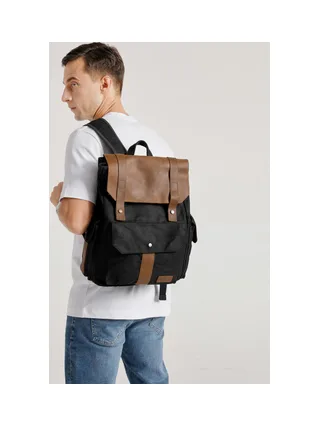 ALI - Sac à dos en cuir véritable et toile enduite - Bleu 26