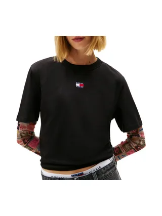 T-shirt Noir Femme Tommy Hilfiger Tjw Bxy Badge 1