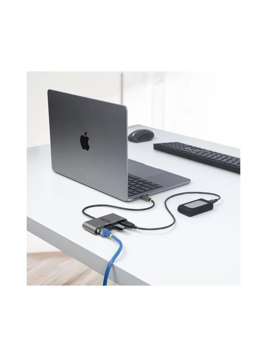 3-Port USB-C Hub with Ethernet Portable 7