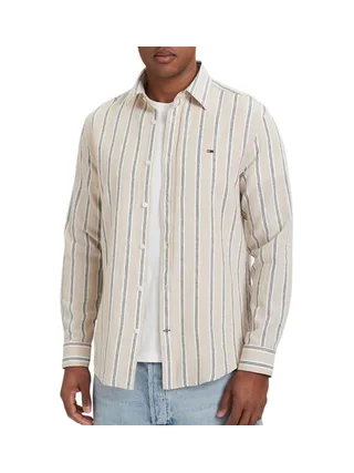 Chemise Beige/Blanc Homme Tommy Hilfiger Tjm Reg Linen 1