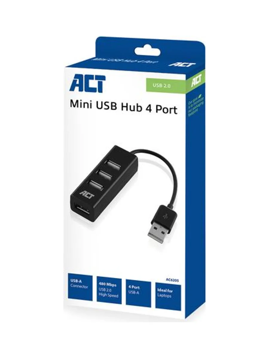 USB 2.0 Hub mini 4 port black 6