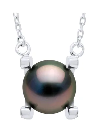 Collier Maille Forçat Véritable Perle de Tahiti Ronde 8-9 mm — Argent 925 Millièmes Rhodié — 42 cm 1