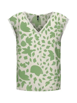 T-Shirt Beige/Vert Femme Only Selina 1