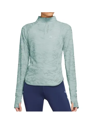 T-shirt Manches Longues Vert Femme Nike Midlayer 1