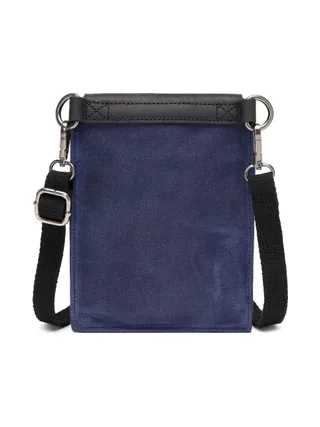 VAL - Pochette bandoulière en cuir véritable et toile enduite - Bleu 4