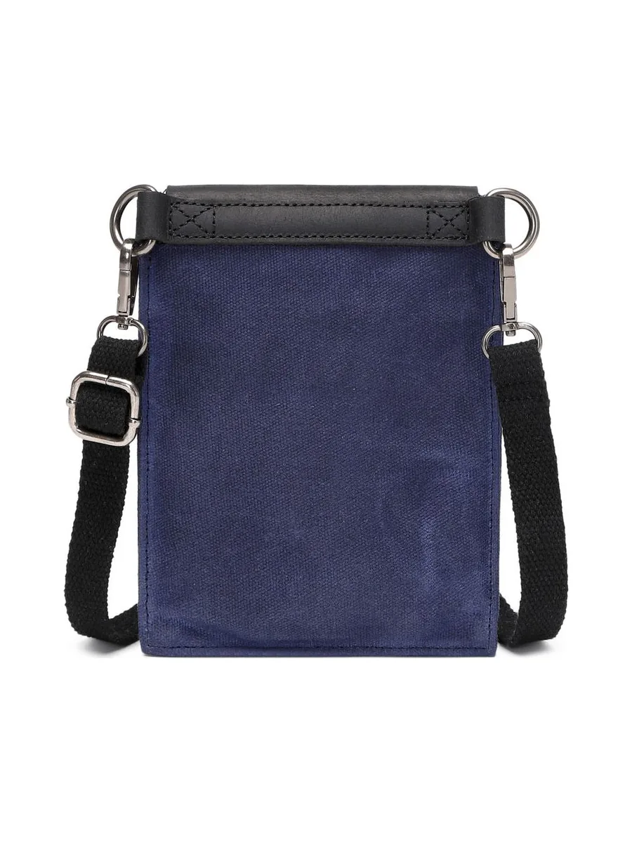 VAL - Pochette bandoulière en cuir véritable et toile enduite - Bleu 36