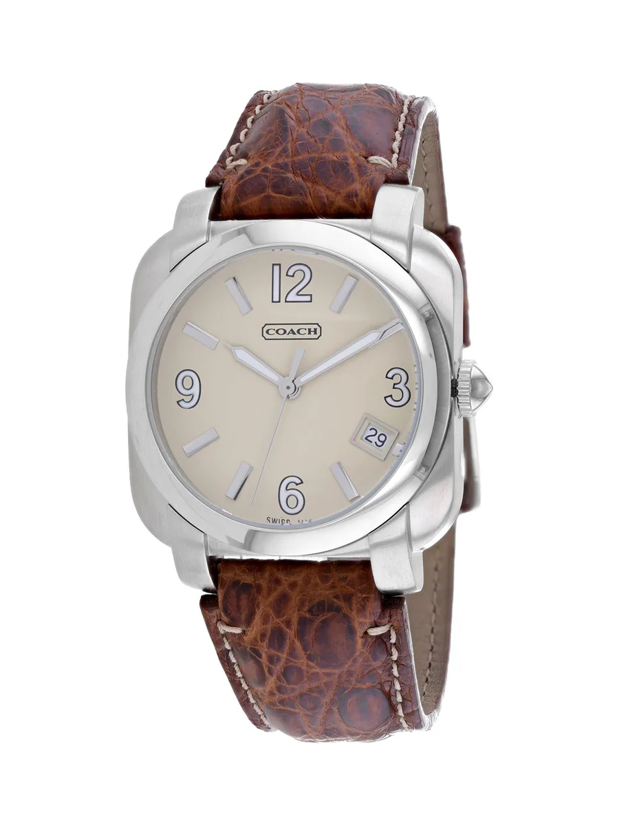 Coach Men's Brown Leather Silver Quartz 1