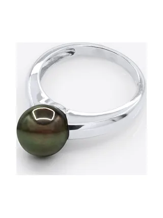 Bague Jonc Véritable Perle de Tahiti Ronde 7-8 mm — Argent 925 Millièmes Rhodié 1