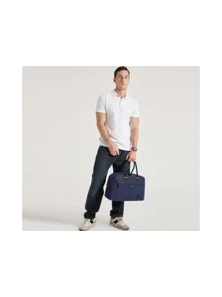 BART - Sac week-end en cuir véritable et toile enduite - Bleu 8