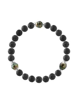 Bracelet Véritables Perles de Tahiti Cerclées 8-9 mm — Argent 925 Millièmes — 19 cm — Homme 1