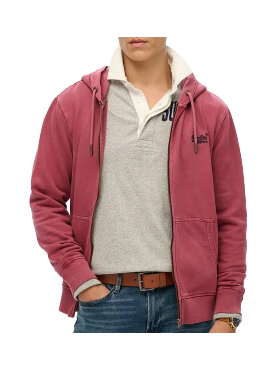 Sweat Zippé Bordeaux Homme Superdry Essential Washed Ziphood 1