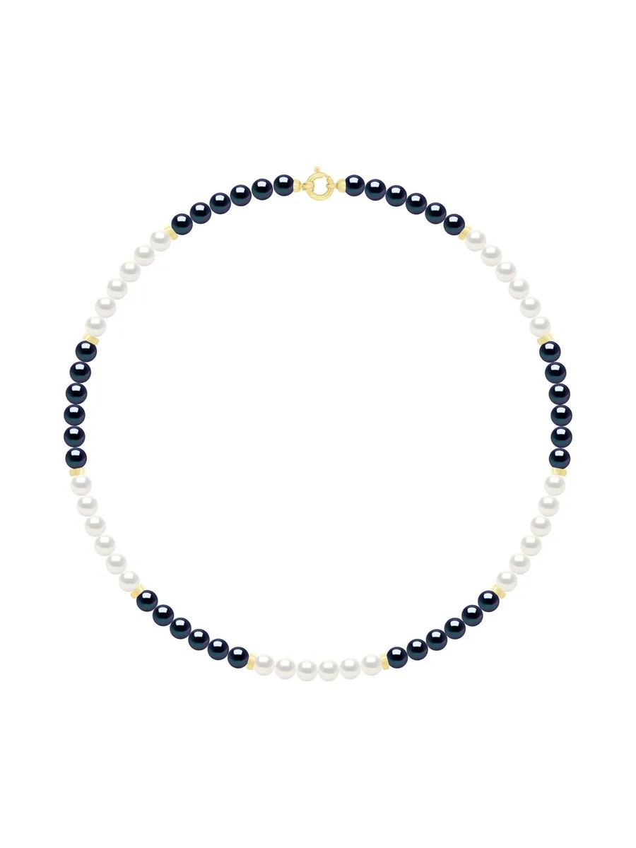 Collier Véritables Perles d'Eau Douce Rondes 6-7 mm — Or Blanc 375 Millièmes — 42 cm 1