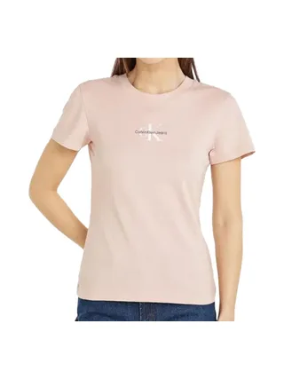T-shirt Rose Femme Calvin Klein Jeans Monologo Slim 1