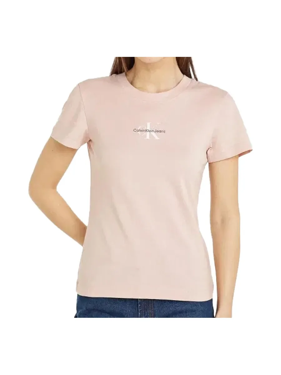 T-shirt Rose Femme Calvin Klein Jeans Monologo Slim 1