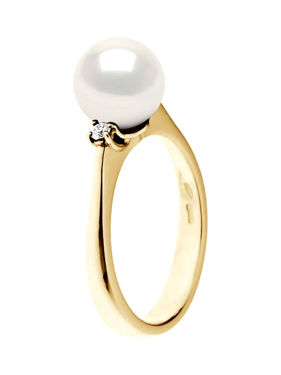 Bague Véritable Perle de Culture d'Eau Douce Ronde 8-9 mm — Or Jaune 375 Millièmes 1