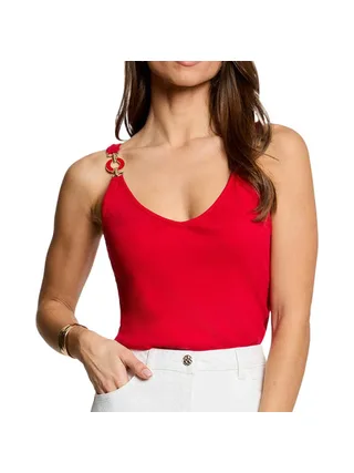 Débardeur cintré col v rouge femme Morgan Bijoux 1