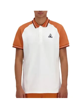 Polo Blanc/Orange Homme Le Coq Sportif Heritage N°2 1