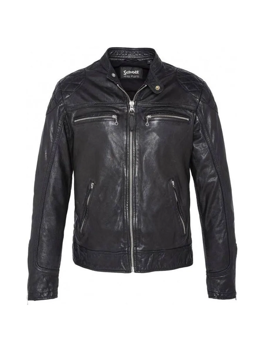 Blouson en Cuir Noir Homme Schott LCSPYDER25 1