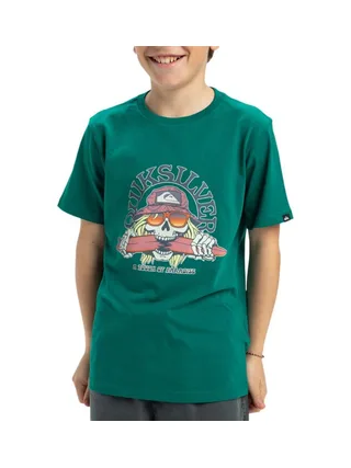 T-Shirt Vert Garçon Quiksilver Skull Feast 1