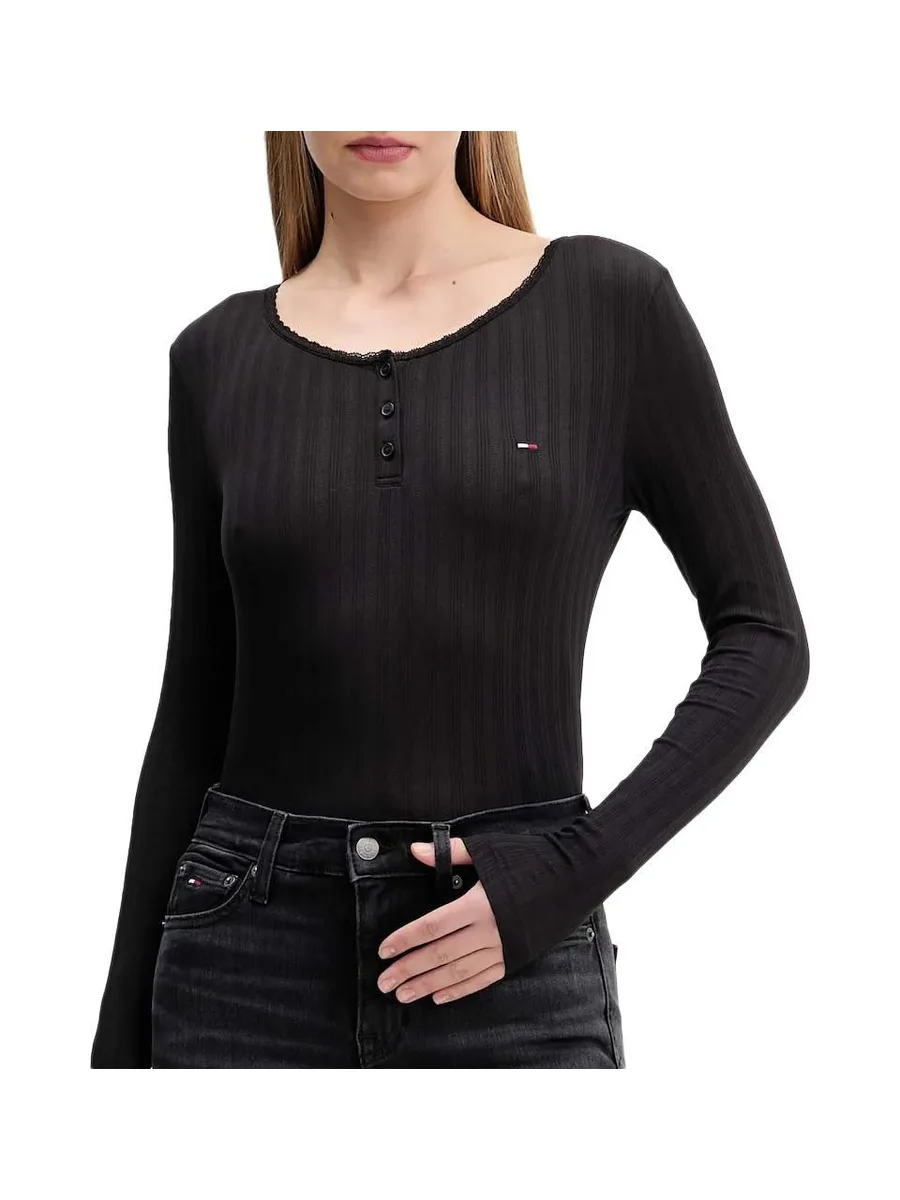 T-Shirt Manches Longues Noir Femme Tommy Hilfiger DW0DW21575 1