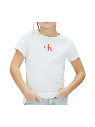 T-Shirt Blanc/Rouge Fille Calvin Klein Jeans Monogram 1