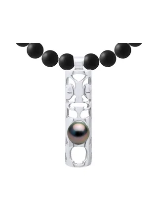 Collier Perles de Tahiti Rondes 8-9 mm — Argent 925 Millièmes — 55 cm — Homme 1