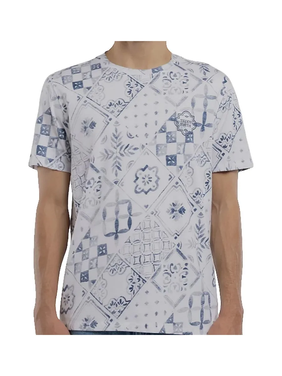 T-Shirt Bleu/Blanc Homme Teddy Smith Tareski 2