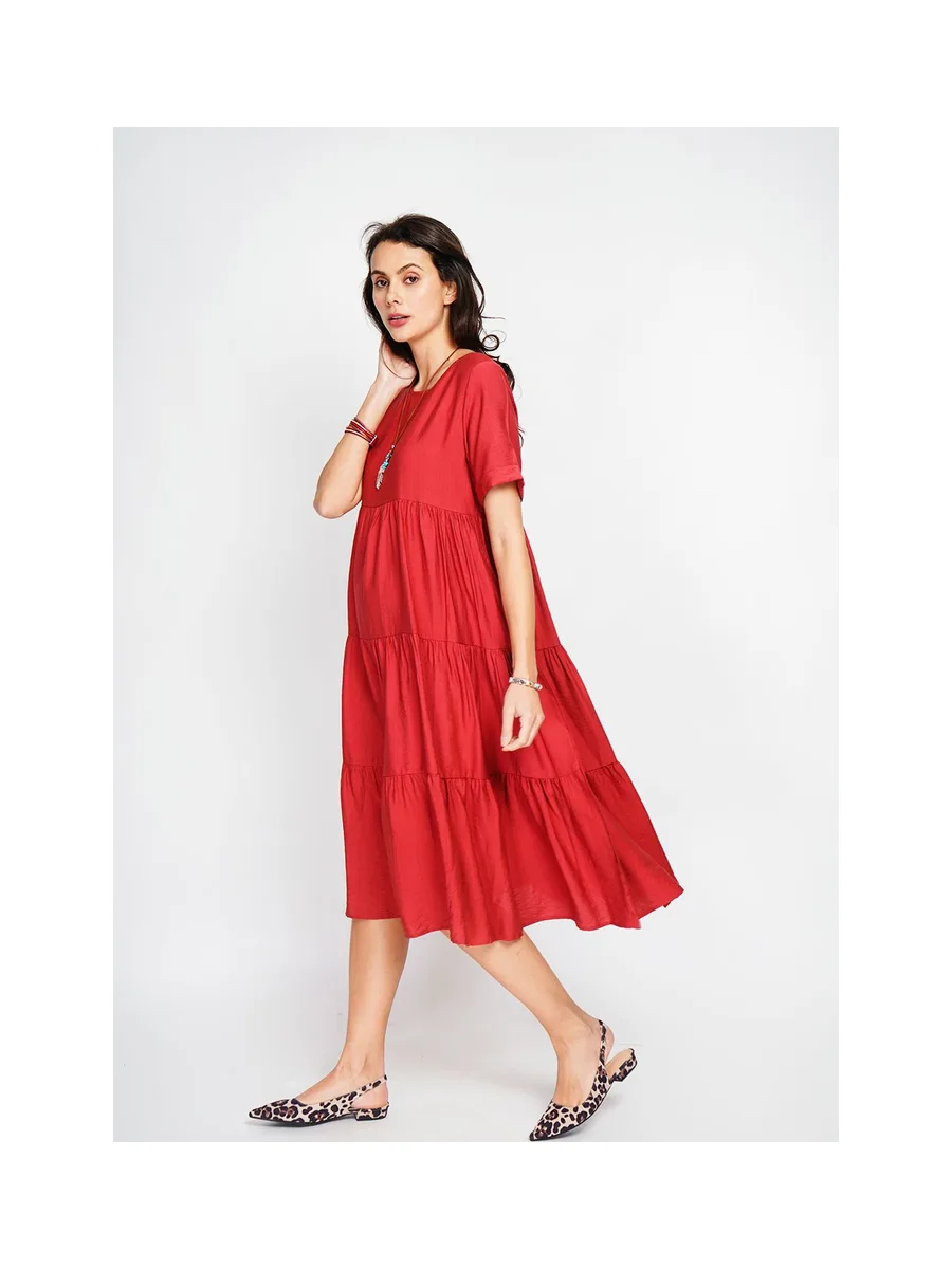 Robe longue coupe babydoll à manches courtes 16