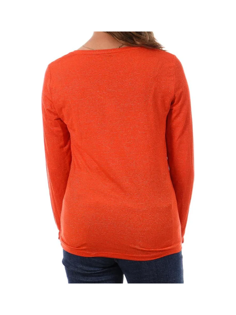 T-shirt Orange à rayures Femme Pieces Tamara 3