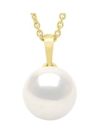 Pendentif Bélière Véritable Perle de Culture d'Eau Douce Bouton 9-10 mm — Or Jaune 375 Millièmes 1