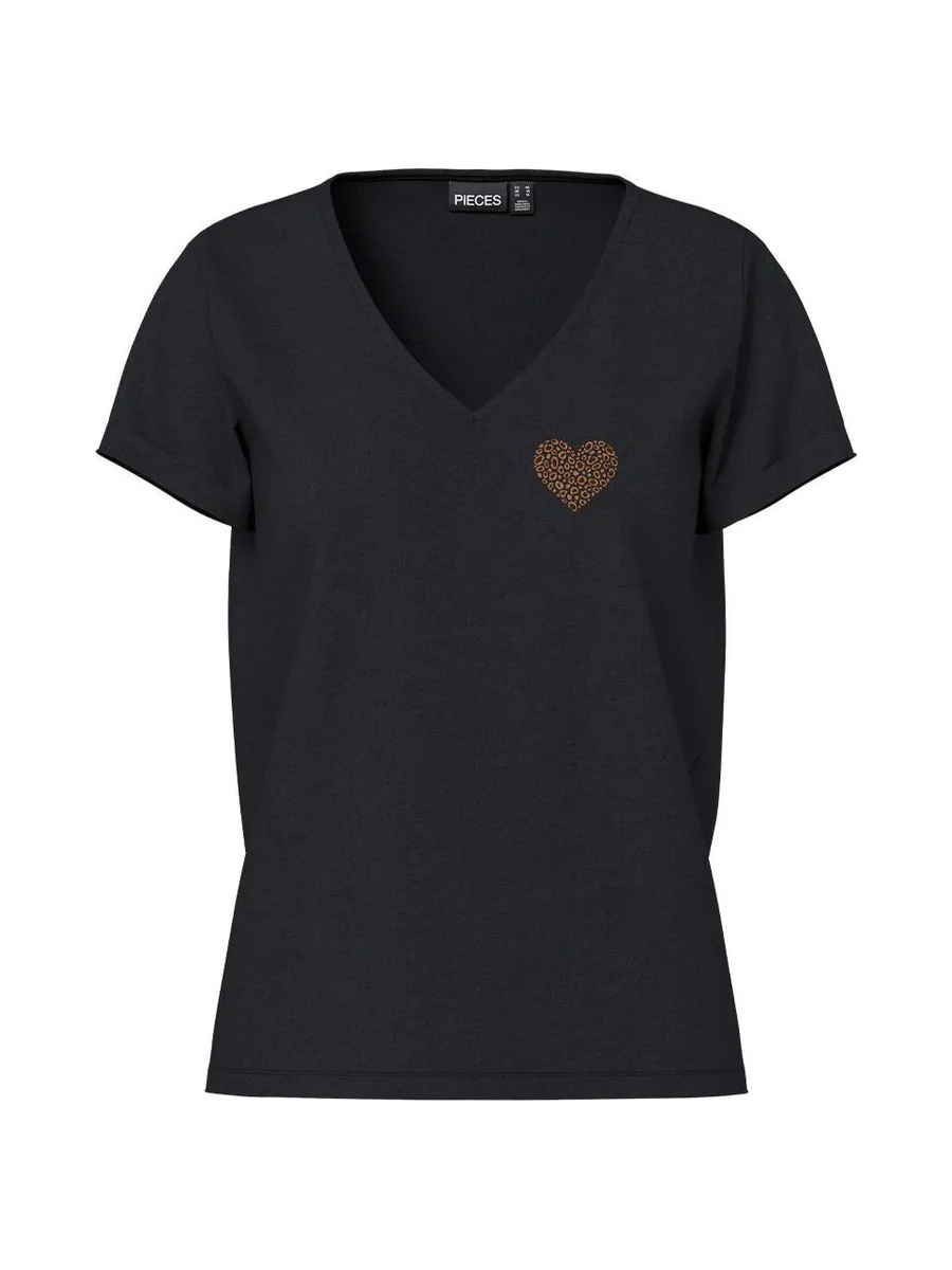 T-Shirt Noir Femme Pieces Pcoda 2