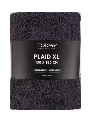 Plaid Gris Today Teddy Fusain 130x180 cm 2