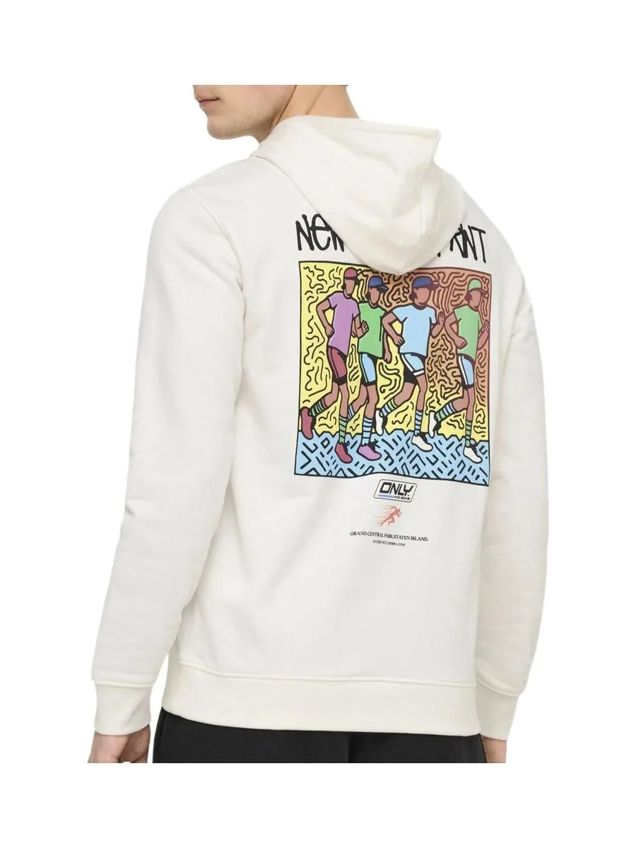Sweat Blanc Homme Only & Sons Print Logo 3