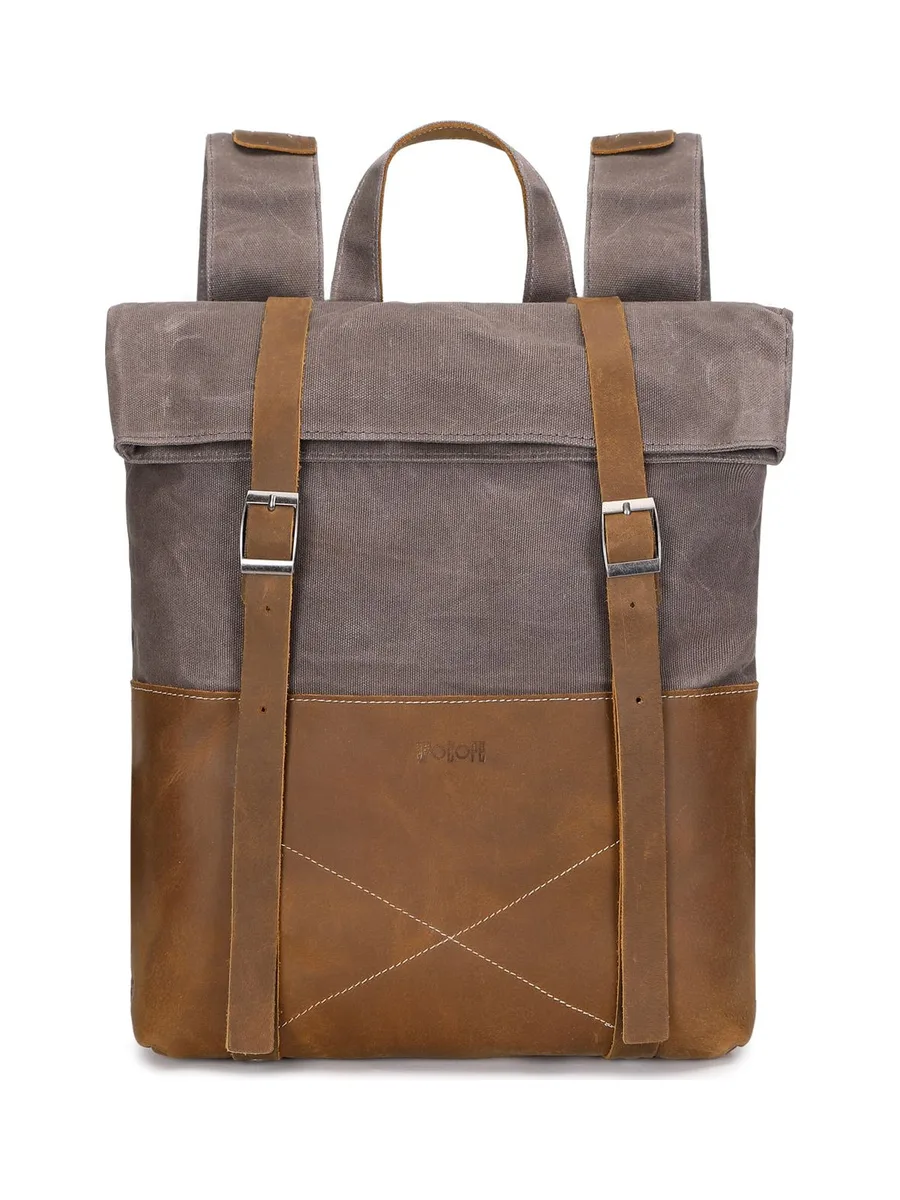 NES - Sac à dos en cuir véritable et toile enduite - Bleu 49