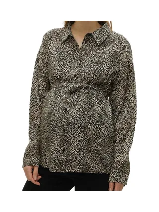 Chemise Noire/Beige Femme Mamalicious Cherry 1