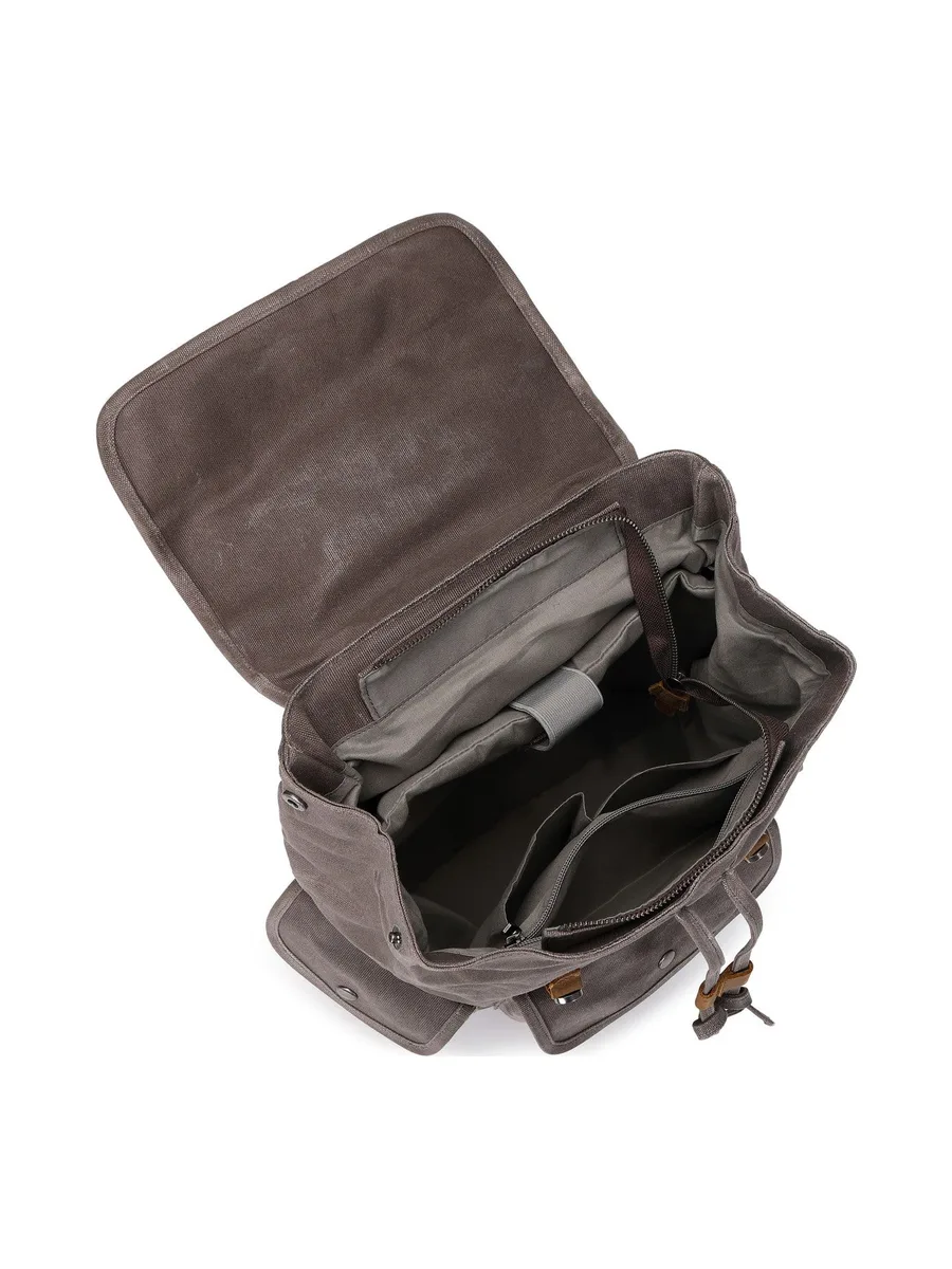 BILL - Sac à dos en cuir véritable et toile enduite - Bleu 56