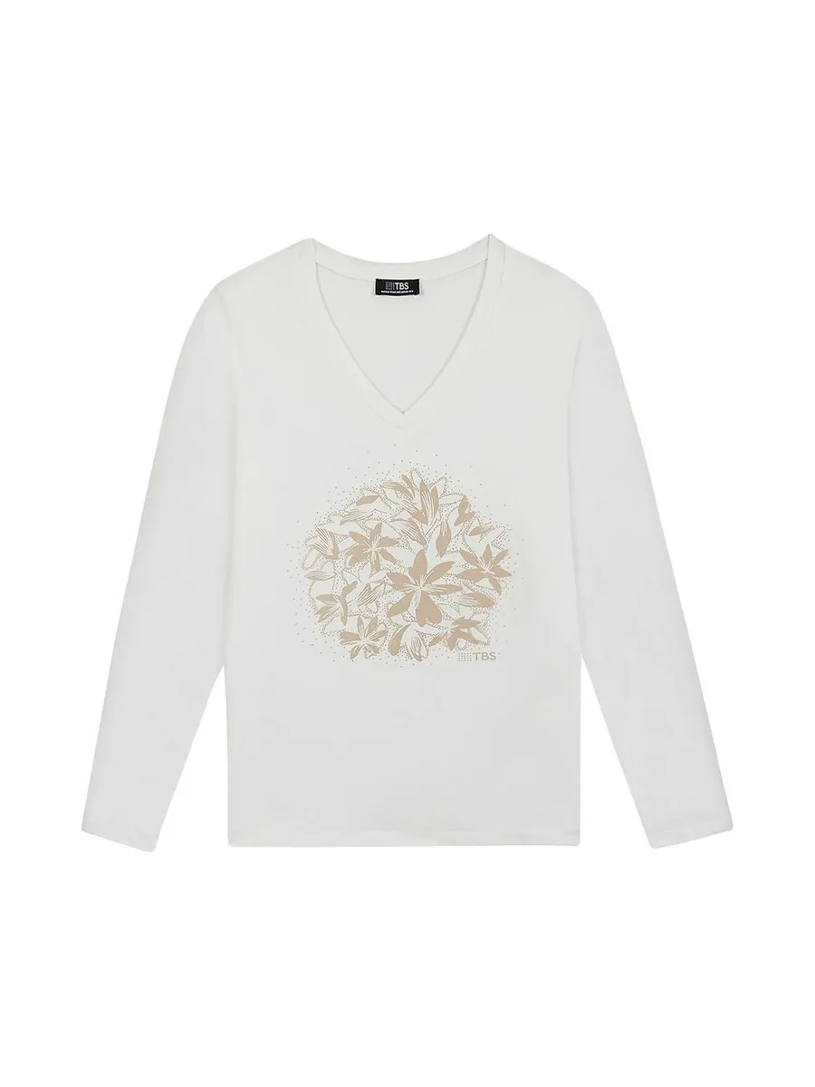 T-Shirt Manches Longues Blanc Femme TBS LUGDOTEE 2