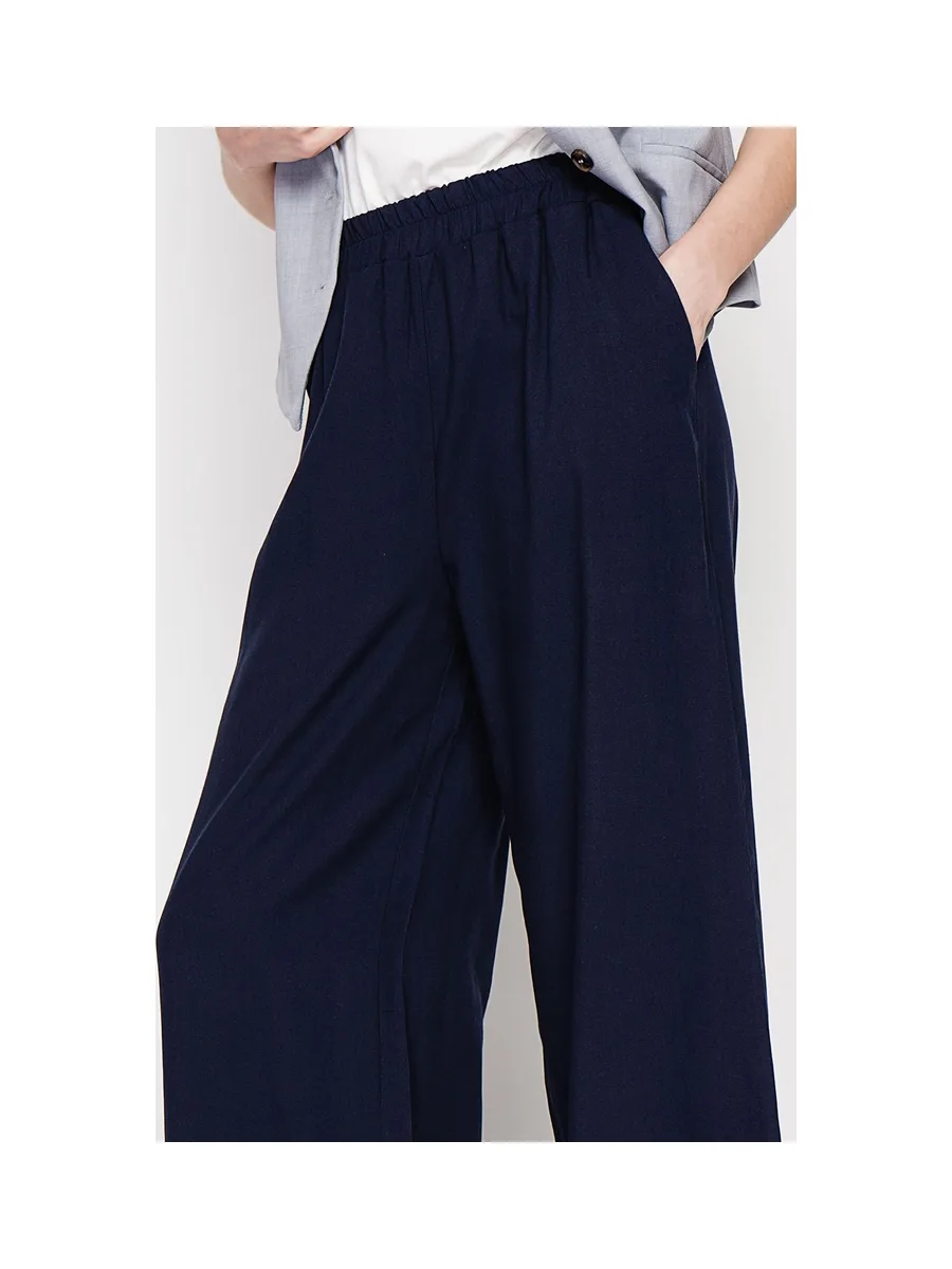Pantalon large taille haute avec poches 10