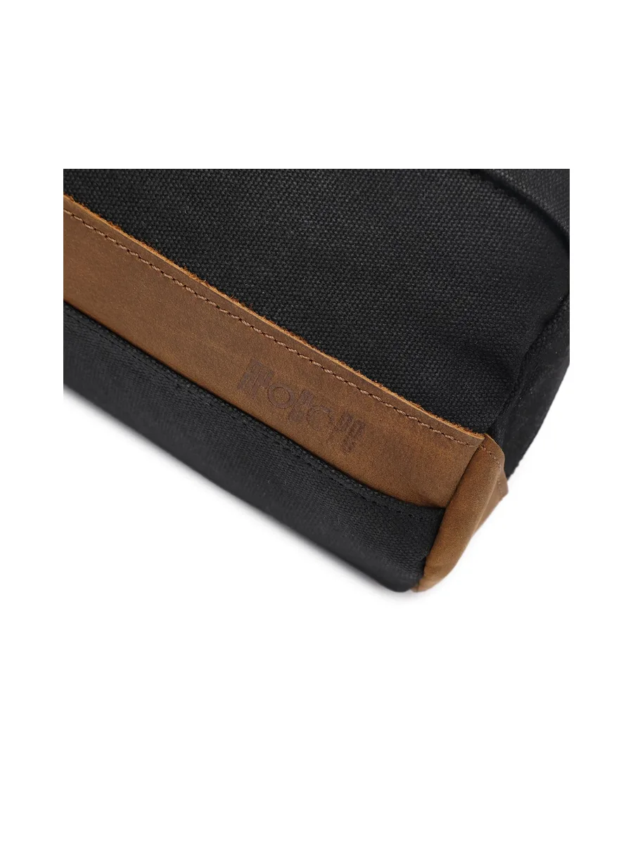 TONY - Trousse de toilette en cuir véritable et toile enduite - Bleu 63