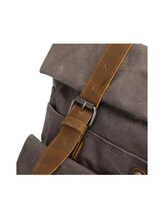 JACK - Sac à dos en cuir véritable et toile enduite - Bleu 23