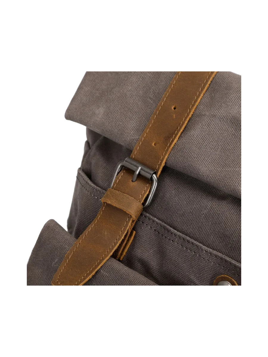 JACK - Sac à dos en cuir véritable et toile enduite - Bleu 23