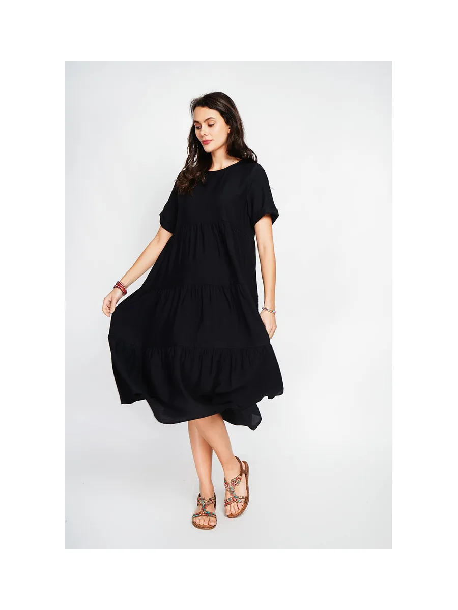 Robe longue coupe babydoll à manches courtes 9